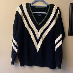 Anthropologie Maeve Black Sweater with Green Trim
